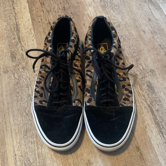 Vans Black and Tan Leopard Print Sneakers Sz. 11 - Picture 3 of 8